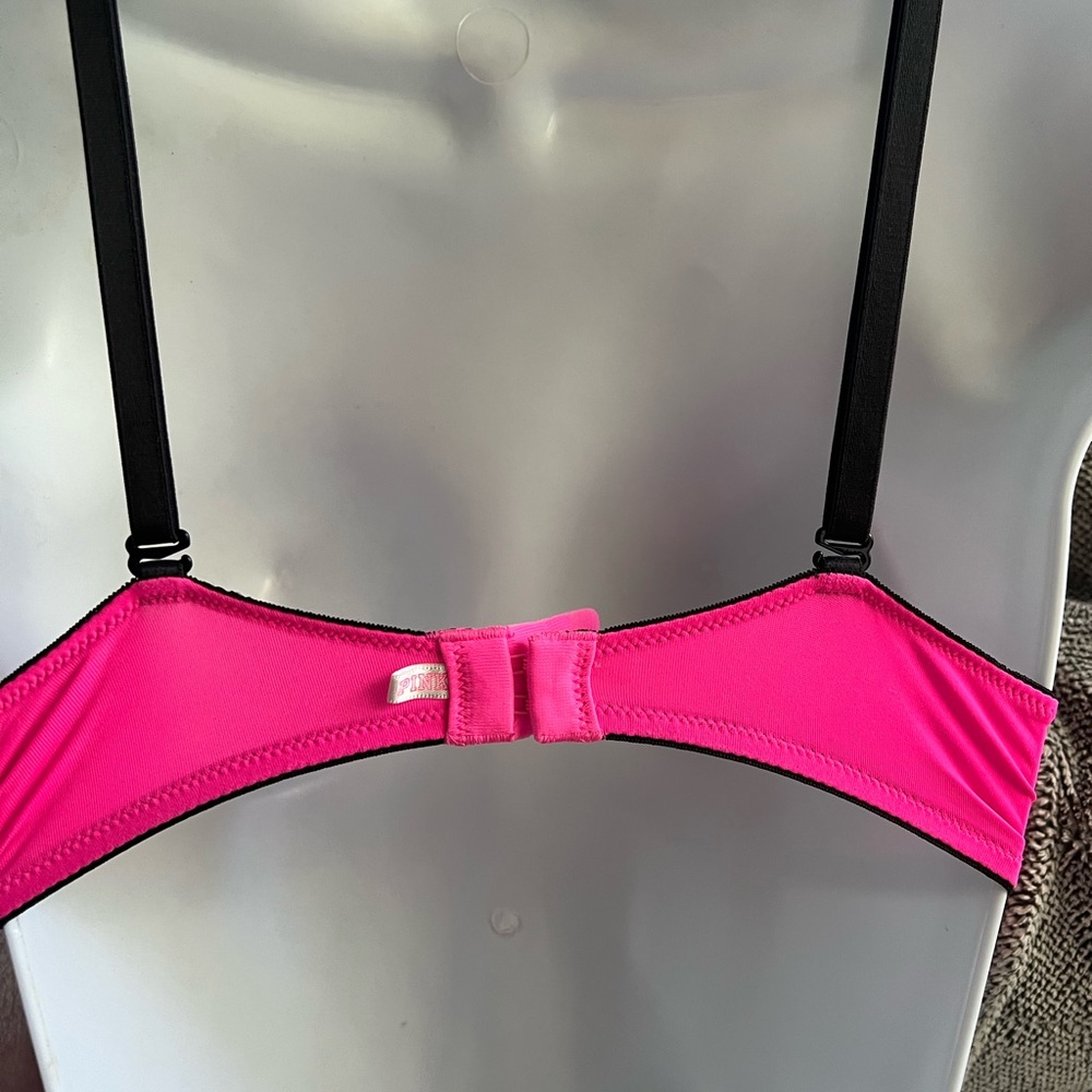 PINK Victoria's Secret Neon Pink and Gray Bra - Picture 2 of 4